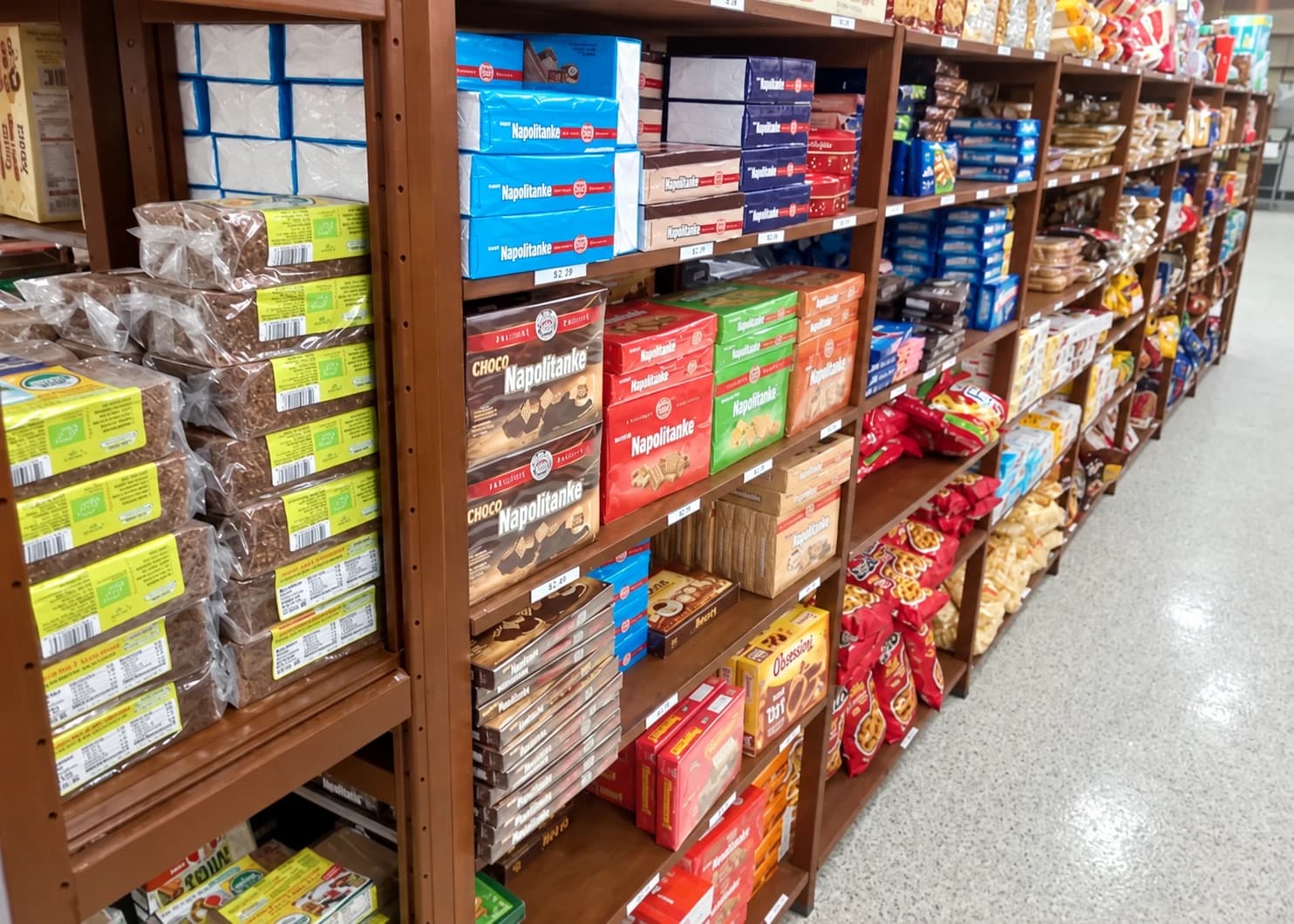 European wafers, cookies, and sweets on Ralph’s shelves